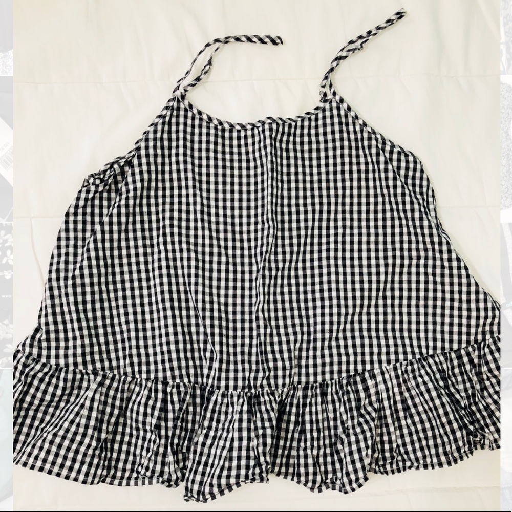 Gingham peplum tank top